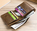 Mens Leather Trifold RFID Wallet With 2 ID Window With Gift Box Tan 3