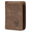 Mens Leather Trifold RFID Wallet With 2 ID Window With Gift Box Tan