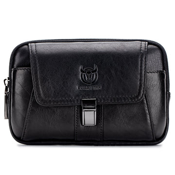 Mens Leather Waist Belt Phone Bag Mini Crossbody Shoulder Bag Purse Black TRANSVERSE