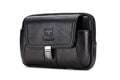 Mens Leather Waist Belt Phone Bag Mini Crossbody Shoulder Bag Purse Black TRANSVERSE