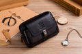 Mens Leather Waist Belt Phone Bag Mini Crossbody Shoulder Bag Purse Black TRANSVERSE