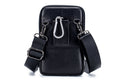 Mens Leather Waist Belt Phone Bag Mini Crossbody Shoulder Bag Purse Black VERTICAL