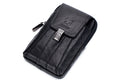 Mens Leather Waist Belt Phone Bag Mini Crossbody Shoulder Bag Purse Black VERTICAL