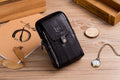 Mens Leather Waist Belt Phone Bag Mini Crossbody Shoulder Bag Purse Black VERTICAL