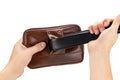 Mens Leather Waist Belt Phone Bag Mini Crossbody Shoulder Bag Purse Brown TRANSVERSE