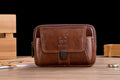 Mens Leather Waist Belt Phone Bag Mini Crossbody Shoulder Bag Purse Brown TRANSVERSE