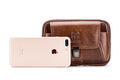 Mens Leather Waist Belt Phone Bag Mini Crossbody Shoulder Bag Purse Brown TRANSVERSE