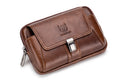 Mens Leather Waist Belt Phone Bag Mini Crossbody Shoulder Bag Purse Brown TRANSVERSE