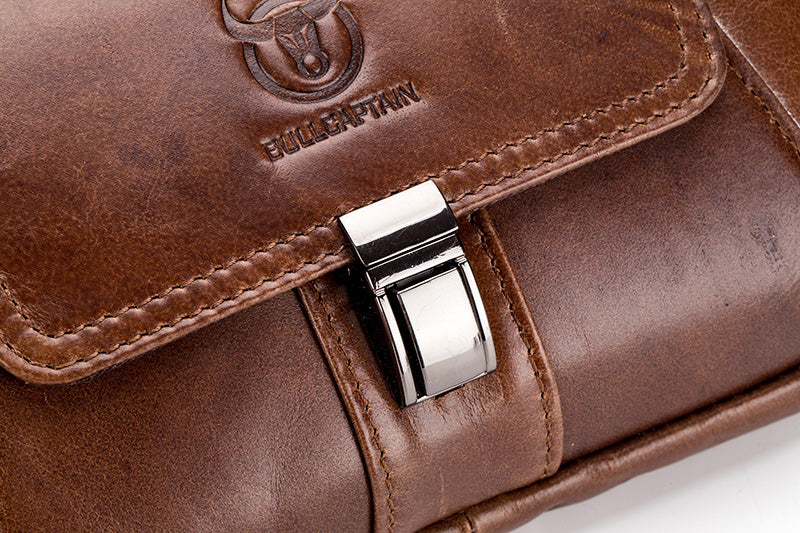 Mens Leather Waist Belt Phone Bag Mini Crossbody Shoulder Bag Purse Brown TRANSVERSE