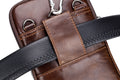 Mens Leather Waist Belt Phone Bag Mini Crossbody Shoulder Bag Purse Brown VERTICAL