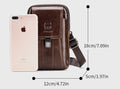 Mens Leather Waist Belt Phone Bag Mini Crossbody Shoulder Bag Purse Brown VERTICAL