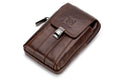 Mens Leather Waist Belt Phone Bag Mini Crossbody Shoulder Bag Purse Brown VERTICAL