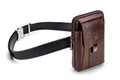 Mens Leather Waist Belt Phone Bag Mini Crossbody Shoulder Bag Purse Brown VERTICAL