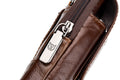 Mens Leather Waist Belt Phone Bag Mini Crossbody Shoulder Bag Purse Brown VERTICAL