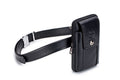 Mens Leather Waist Fanny Pack Mobile Phone Belt Waist Bag Black
