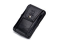 Mens Leather Waist Fanny Pack Mobile Phone Belt Waist Bag Black