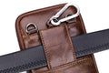 Mens Leather Waist Fanny Pack Mobile Phone Belt Waist Bag Brown