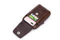 Mens Leather Waist Fanny Pack Mobile Phone Belt Waist Bag Brown