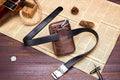Mens Leather Waist Fanny Pack Mobile Phone Belt Waist Bag Brown