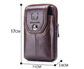 Mens Leather Waist Fanny Pack Mobile Phone Belt Waist Bag Brown