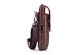 Mens Leather Waist Fanny Pack Mobile Phone Belt Waist Bag Brown