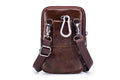 Mens Leather Waist Fanny Pack Mobile Phone Belt Waist Bag Brown