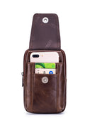Mens Leather Waist Fanny Pack Mobile Phone Belt Waist Bag Brown