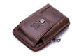 Mens Leather Waist Fanny Pack Mobile Phone Belt Waist Bag Brown