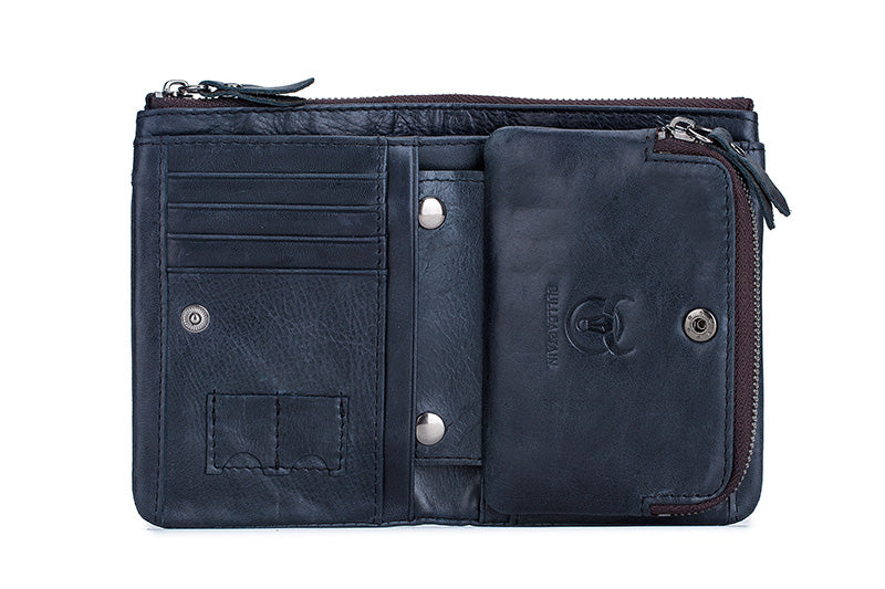 Mens Leather Wallet with Coin Pocket RFID Bifold Purse Card Holder Gift Black