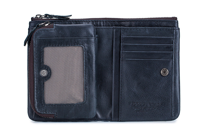 Mens Leather Wallet with Coin Pocket RFID Bifold Purse Card Holder Gift Black