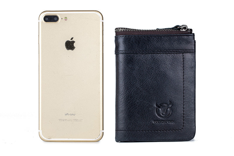 Mens Leather Wallet with Coin Pocket RFID Bifold Purse Card Holder Gift Black