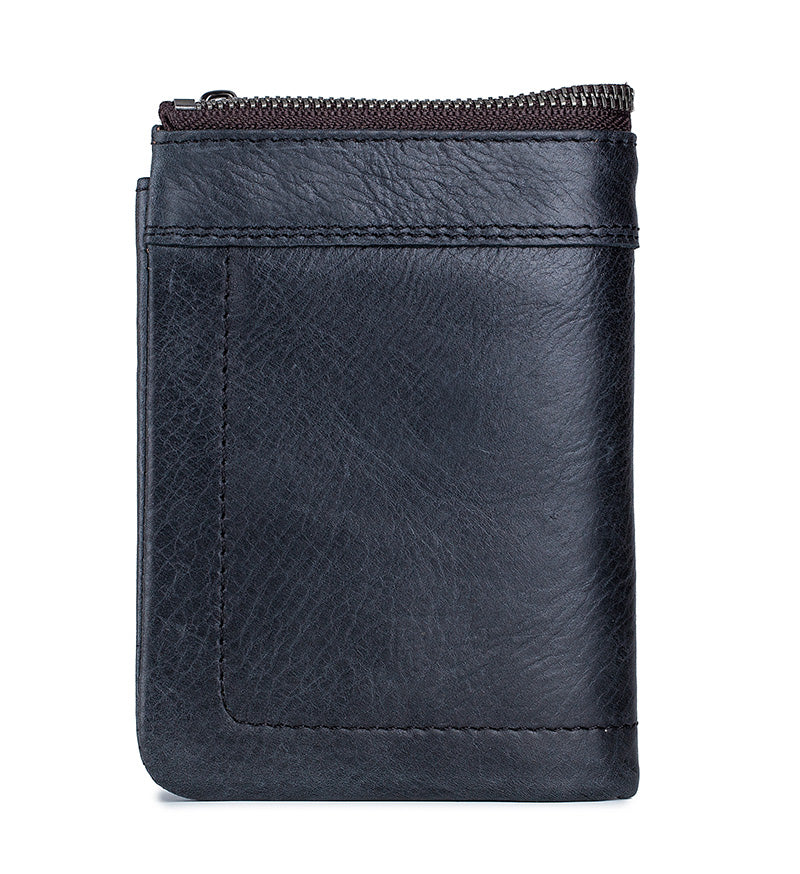Mens Leather Wallet with Coin Pocket RFID Bifold Purse Card Holder Gift Black