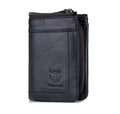 Mens Leather Wallet with Coin Pocket RFID Bifold Purse Card Holder Gift Black