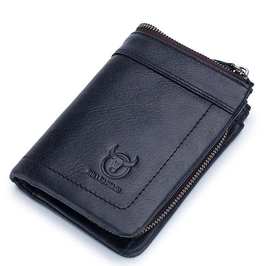 Mens Leather Wallet with Coin Pocket RFID Bifold Purse Card Holder Gift Black