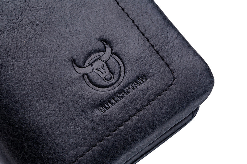 Mens Leather Wallet with Coin Pocket RFID Bifold Purse Card Holder Gift Black