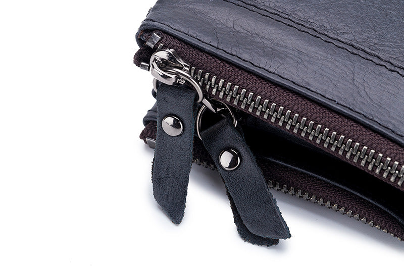 Mens Leather Wallet with Coin Pocket RFID Bifold Purse Card Holder Gift Black