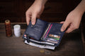Mens Leather Wallet with Coin Pocket RFID Bifold Purse Card Holder Gift Blue