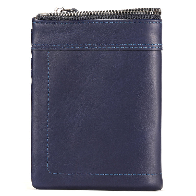Mens Leather Wallet with Coin Pocket RFID Bifold Purse Card Holder Gift Blue