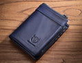 Mens Leather Wallet with Coin Pocket RFID Bifold Purse Card Holder Gift Blue