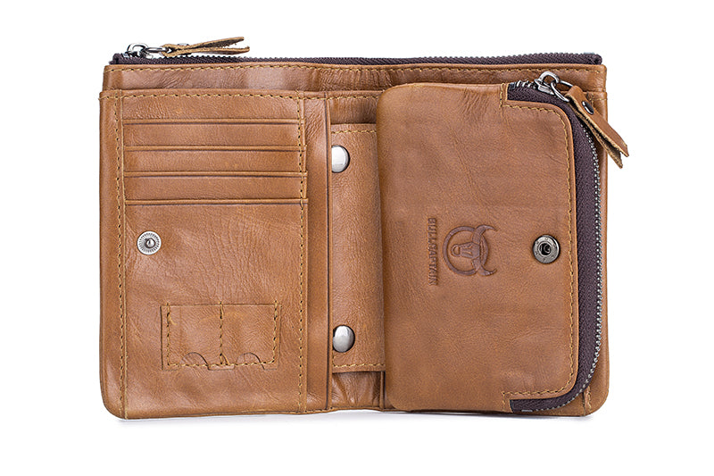 Mens Leather Wallet with Coin Pocket RFID Bifold Purse Card Holder Gift Brown