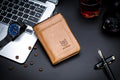 Mens Leather Wallet with Coin Pocket RFID Bifold Purse Card Holder Gift Brown