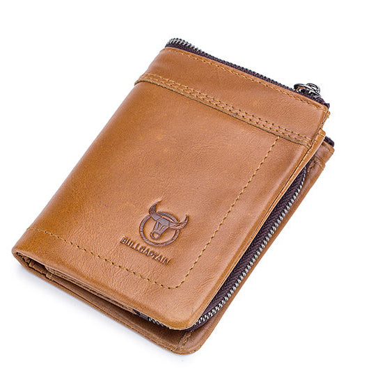Mens Leather Wallet with Coin Pocket RFID Bifold Purse Card Holder Gift Brown