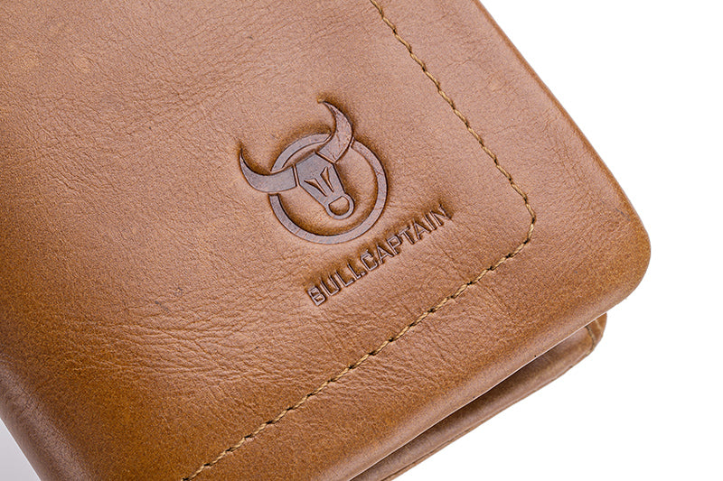Mens Leather Wallet with Coin Pocket RFID Bifold Purse Card Holder Gift Brown