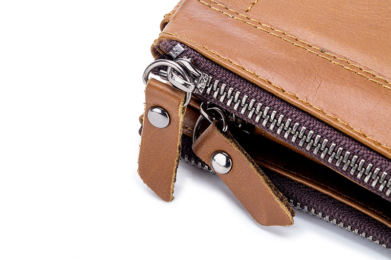 Mens Leather Wallet with Coin Pocket RFID Bifold Purse Card Holder Gift Brown