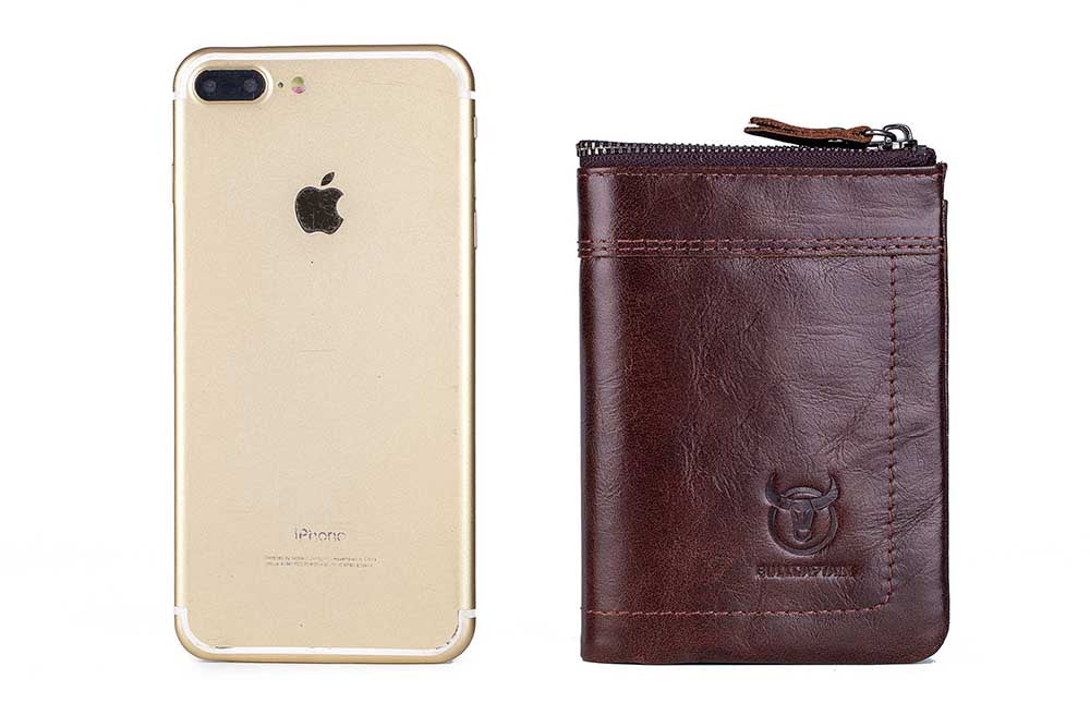 Mens Leather Wallet with Coin Pocket RFID Bifold Purse Card Holder Gift Coffee