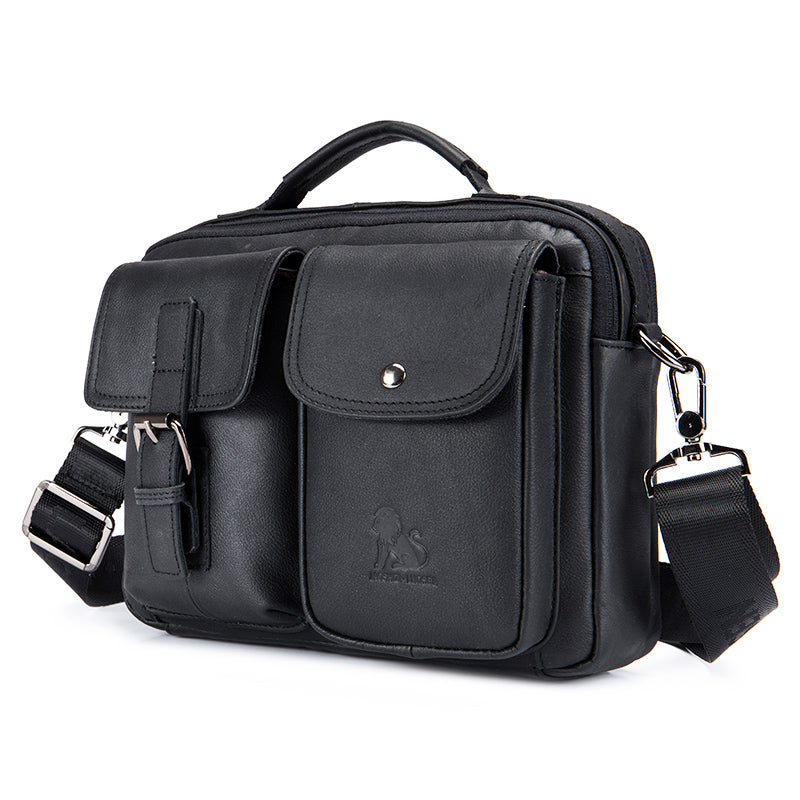 Mens Messenger Bag Vintage Waterproof Leather Laptop Retro Office Briefcase Black