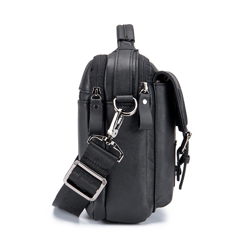 Mens Messenger Bag Vintage Waterproof Leather Laptop Retro Office Briefcase Black