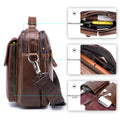 Mens Messenger Bag Vintage Waterproof Leather Laptop Retro Office Briefcase Coffee