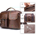 Mens Messenger Bag Vintage Waterproof Leather Laptop Retro Office Briefcase Coffee