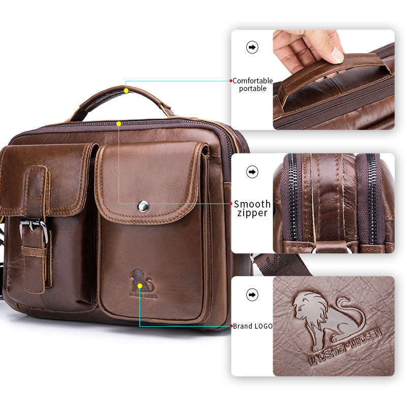 Mens Messenger Bag Vintage Waterproof Leather Laptop Retro Office Briefcase Coffee